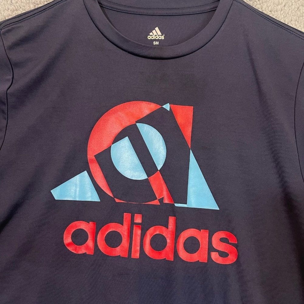 Adidas Shirt Men’s Small Blue Short Sleeve Graphic Athletic‎ Shirt - Picture 2 of 6